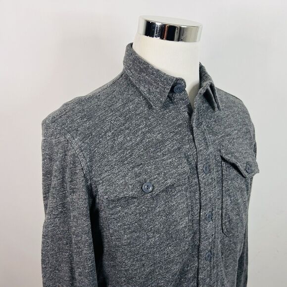 J Crew Small Knit Goods Flannel Shirt Thermal Lined Gray Cotton Button Front - Picture 1 of 6
